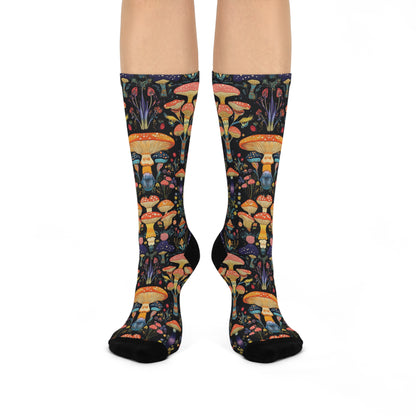 Ornate Forest Mushroom Crew Socks