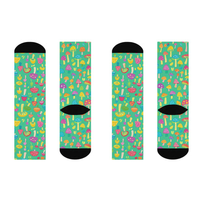 Mint Carnival Mushroom Crew Socks