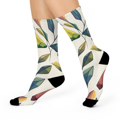 Ivory Geometric Mushroom Crew Socks