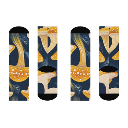 Navy Golden Mushroom Crew Socks