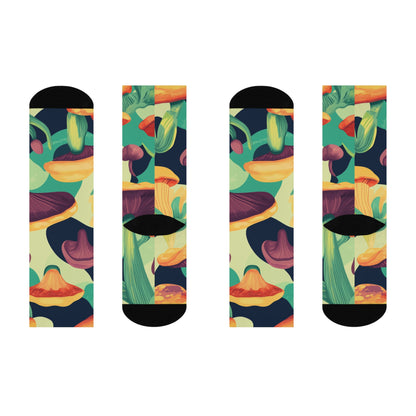 Green Abstract Mushroom Crew Socks
