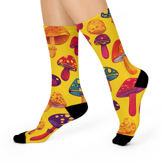 Mushroom Cushioned Crew Socks | Yellow 007