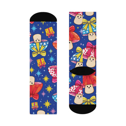 Gift Bow Shrooms Christmas Mushroom Cushioned Crew Socks