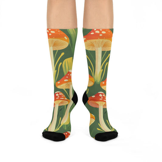 Mushroom Cushioned Crew Socks | Green 004