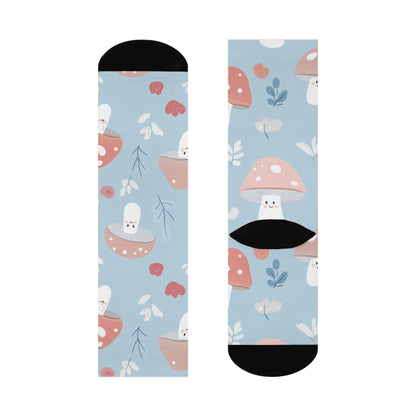 Blue Heart Mushroom Crew Socks