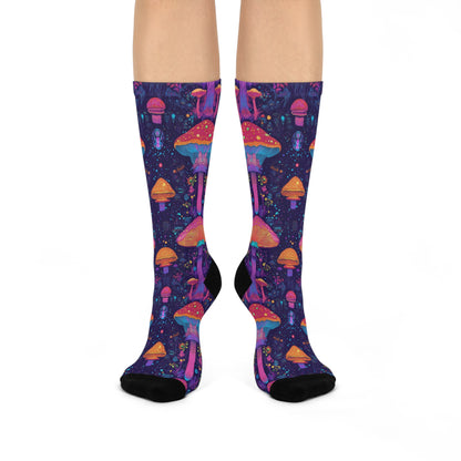 Twilight Mushroom Garden Crew Socks