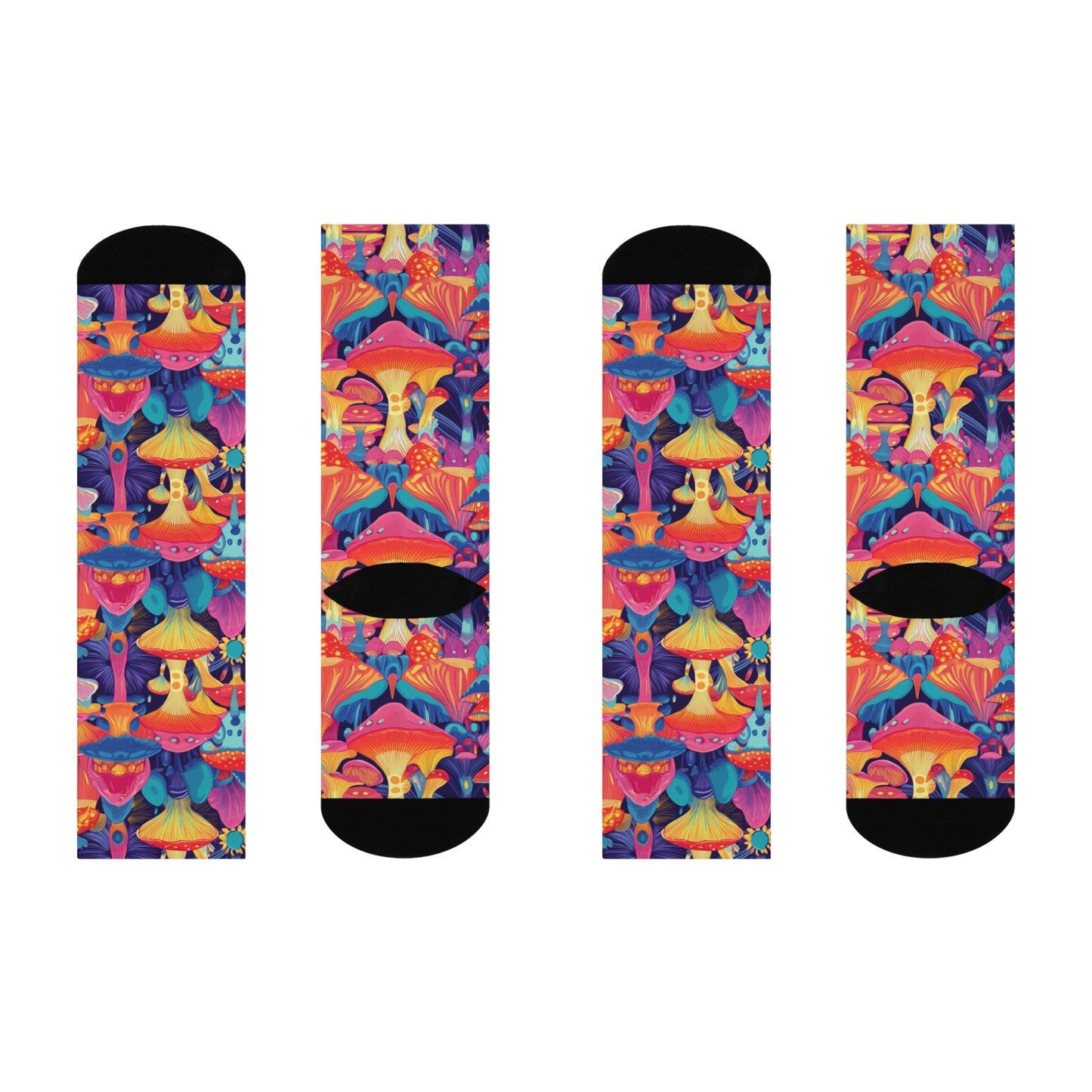 Mushroom Socks For Festival Season | Cushioned Crew Socks | Multicolor | Blue 022