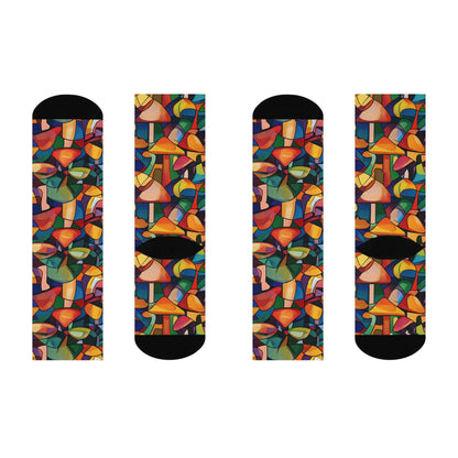 Stained Glass Mushroom Crew Socks