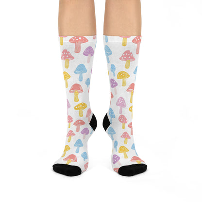 Pastel Sketch Mushroom Crew Socks