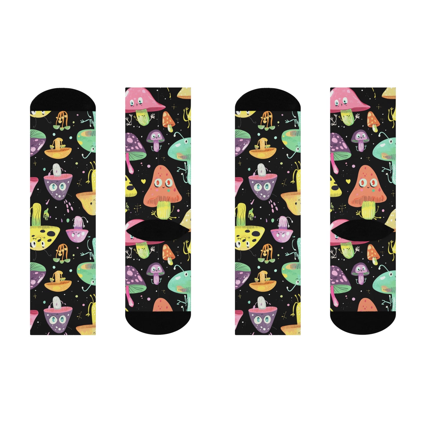 Mushroom Cushioned Crew Socks | Black 019