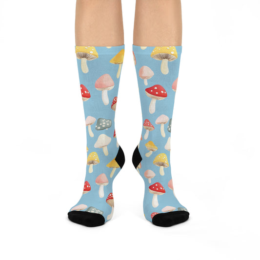 Mushroom Cushioned Crew Socks | Blue 015