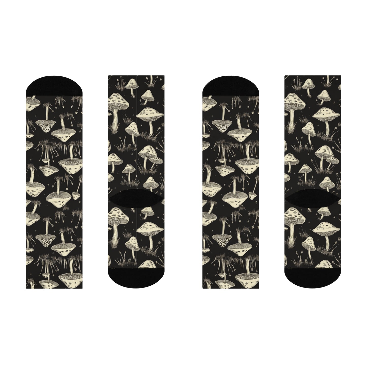 Mushroom Cushioned Crew Socks | Black 022