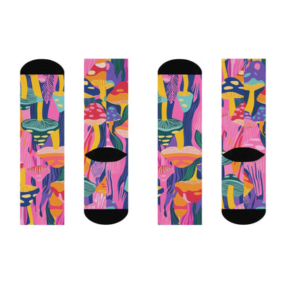 Pink Psychedelic Mushroom Crew Socks