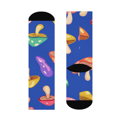 Cobalt Rainbow Mushroom Crew Socks