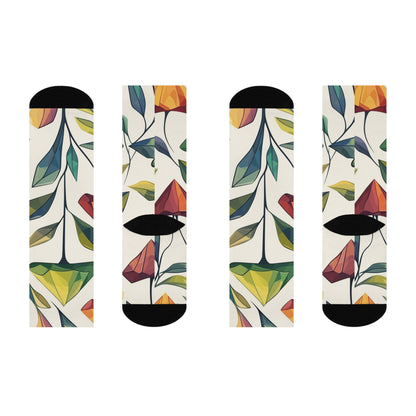 Ivory Geometric Mushroom Crew Socks
