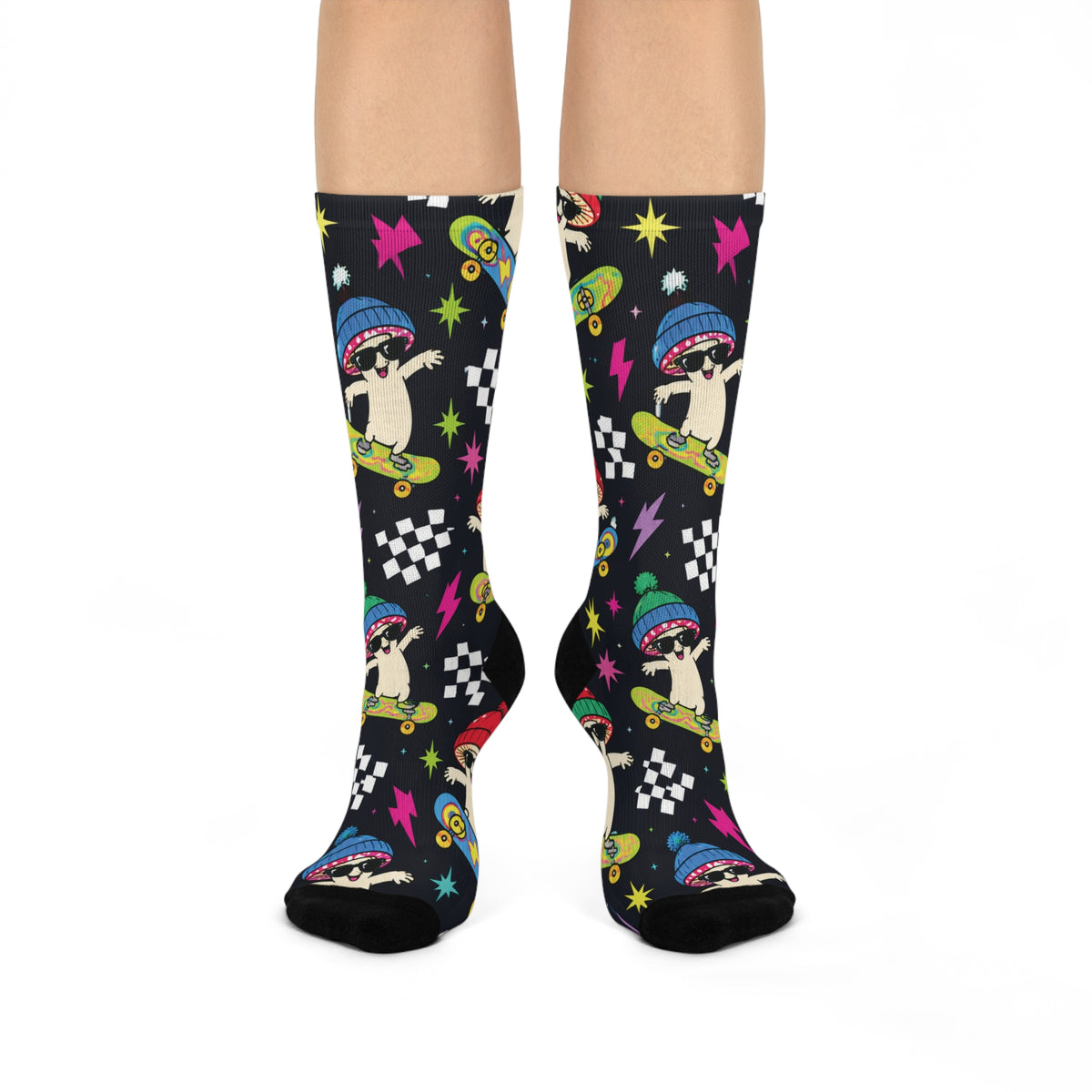 Holiday Shroom Skaters Christmas Mushroom Cushioned Crew Socks