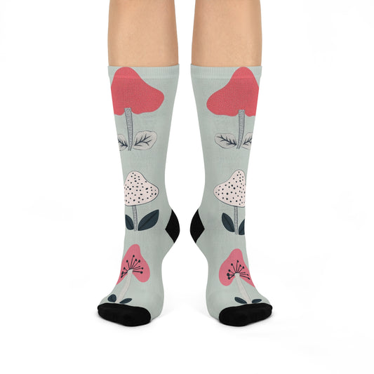 Mushroom Cushioned Crew Socks | Grey 001