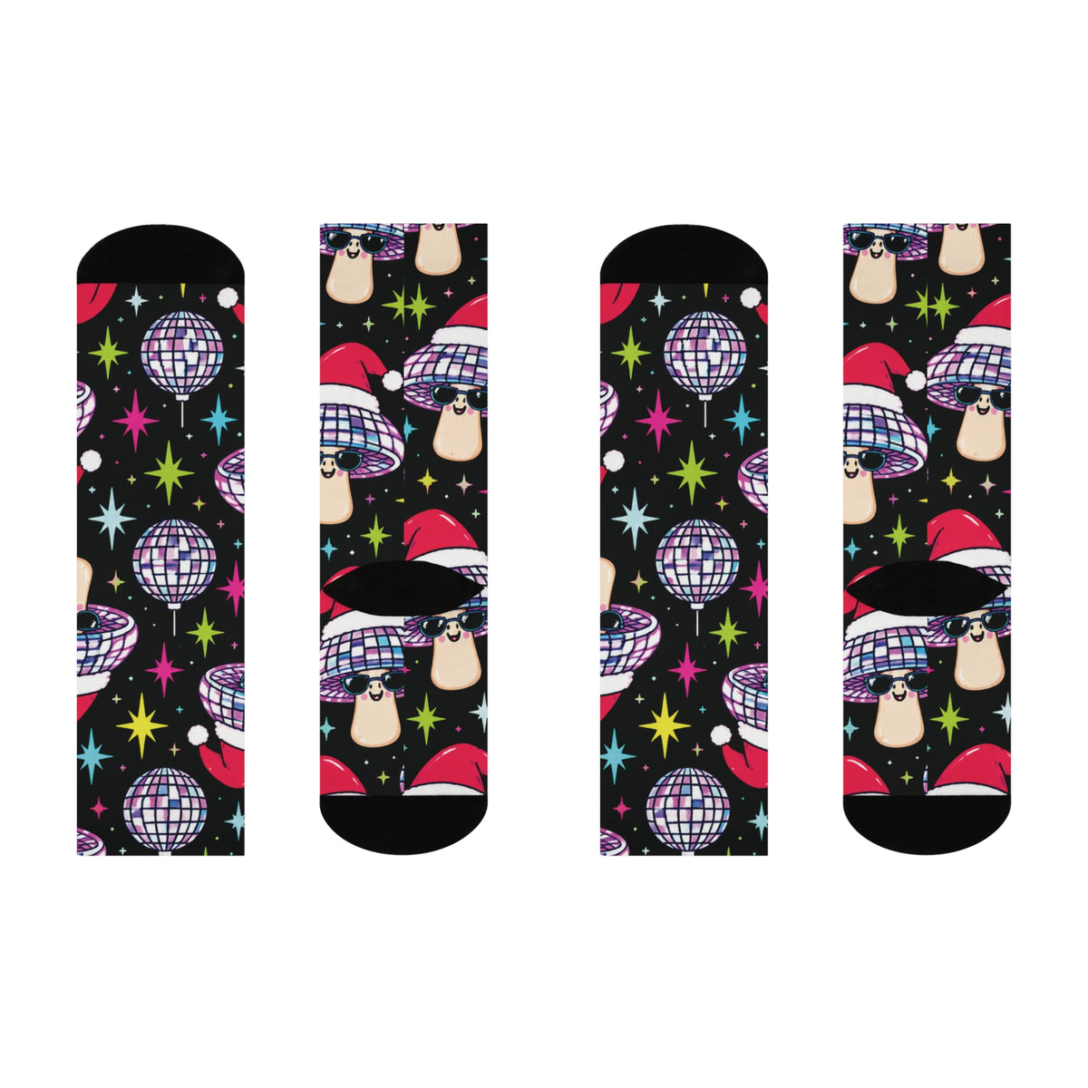 Disco Santa Shrooms Christmas Mushroom Cushioned Crew Socks
