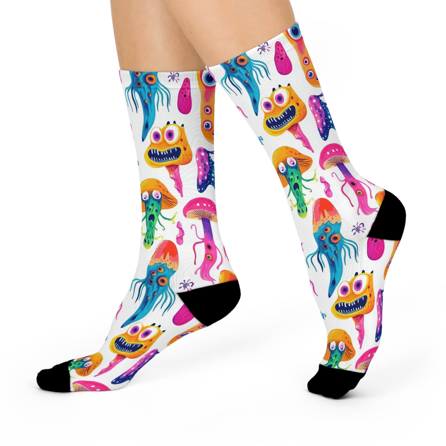 Mushroom Cushioned Crew Socks | White 019