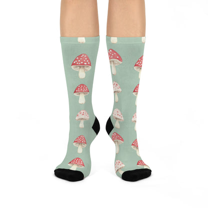 Mint Red Toadstool Crew Socks