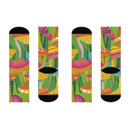 Lime Psychedelic Mushroom Crew Socks