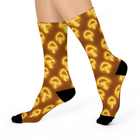 Mushroom Cushioned Crew Socks | Yellow 011 | Neon