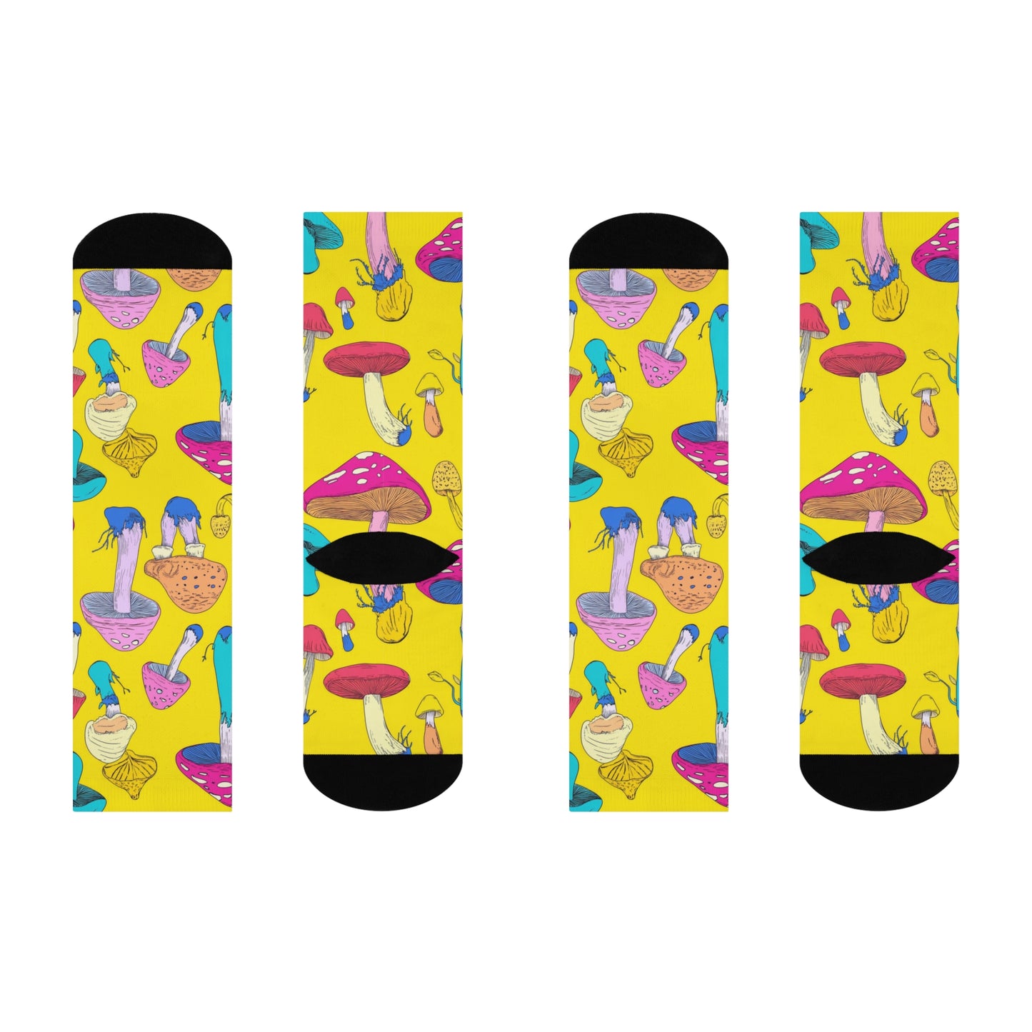 Mushroom Cushioned Crew Socks | Yellow 010