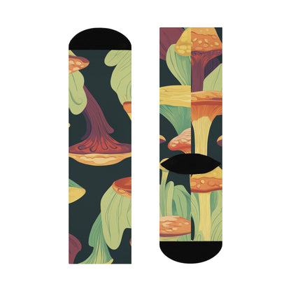 Midnight Flowing Mushroom Crew Socks