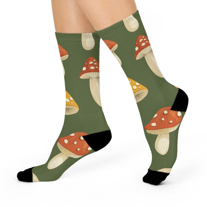 Olive Spotted Mushroom Crew Socks