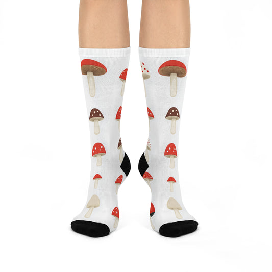 Mushroom Cushioned Crew Socks | White 004