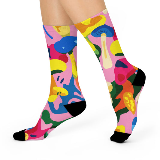 Mushroom Cushioned Crew Socks | Pink 011