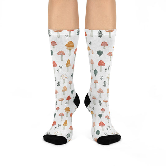 Mushroom Cushioned Crew Socks | White 015