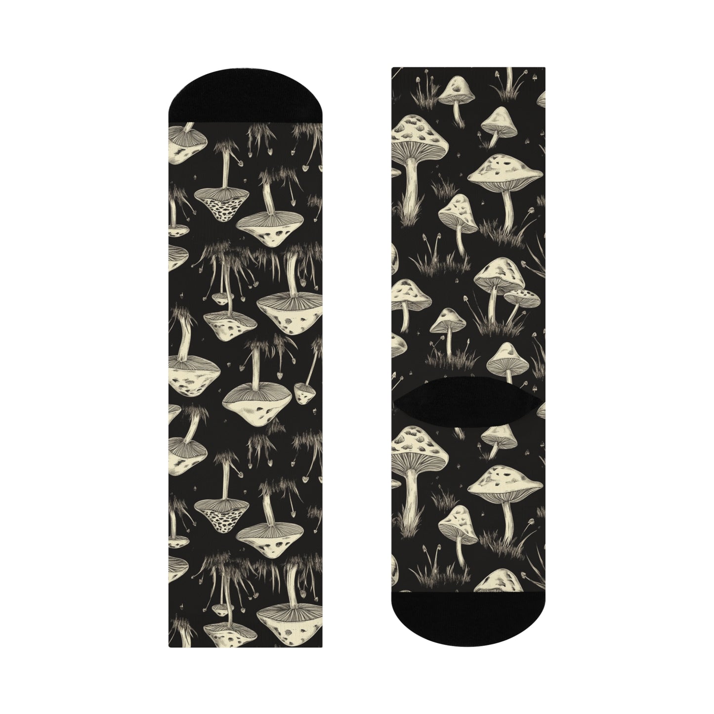 Mushroom Cushioned Crew Socks | Black 022