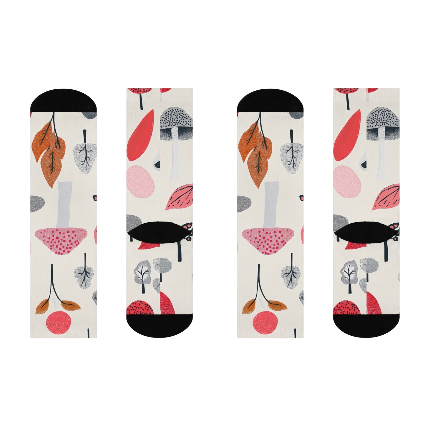 Mushroom Cushioned Crew Socks | Beige 004