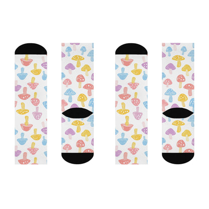 Pastel Sketch Mushroom Crew Socks