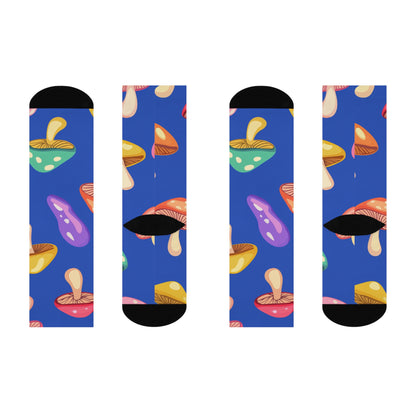 Cobalt Rainbow Mushroom Crew Socks
