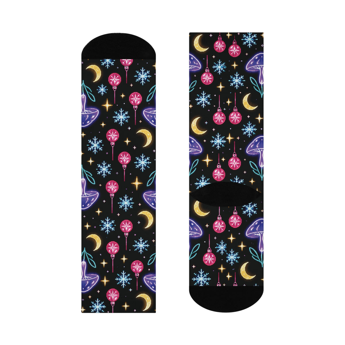 Mushroom Moon Party Christmas Mushroom Cushioned Crew Socks