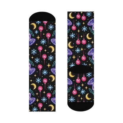 Mushroom Moon Party Christmas Mushroom Cushioned Crew Socks