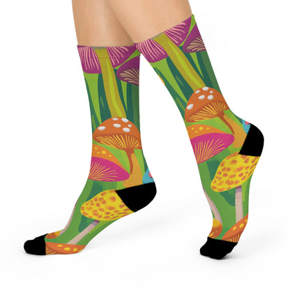 Lime Psychedelic Mushroom Crew Socks