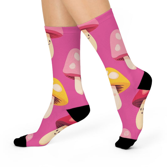 Mushroom Cushioned Crew Socks | Pink 013