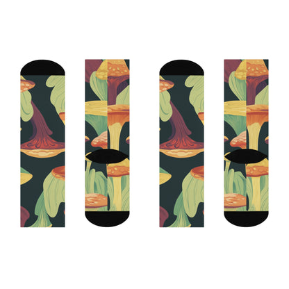 Midnight Flowing Mushroom Crew Socks