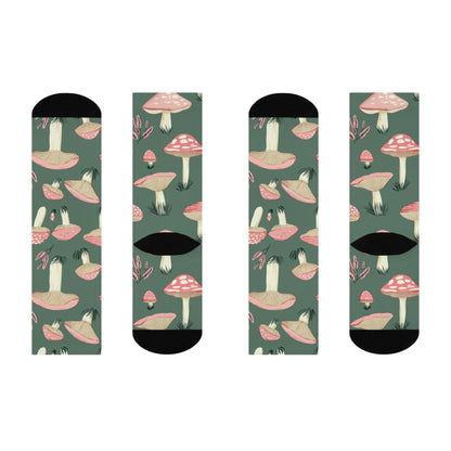 Sage Pink Toadstool Crew Socks