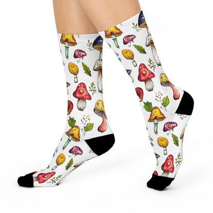 Rainbow Outline Mushroom Crew Socks
