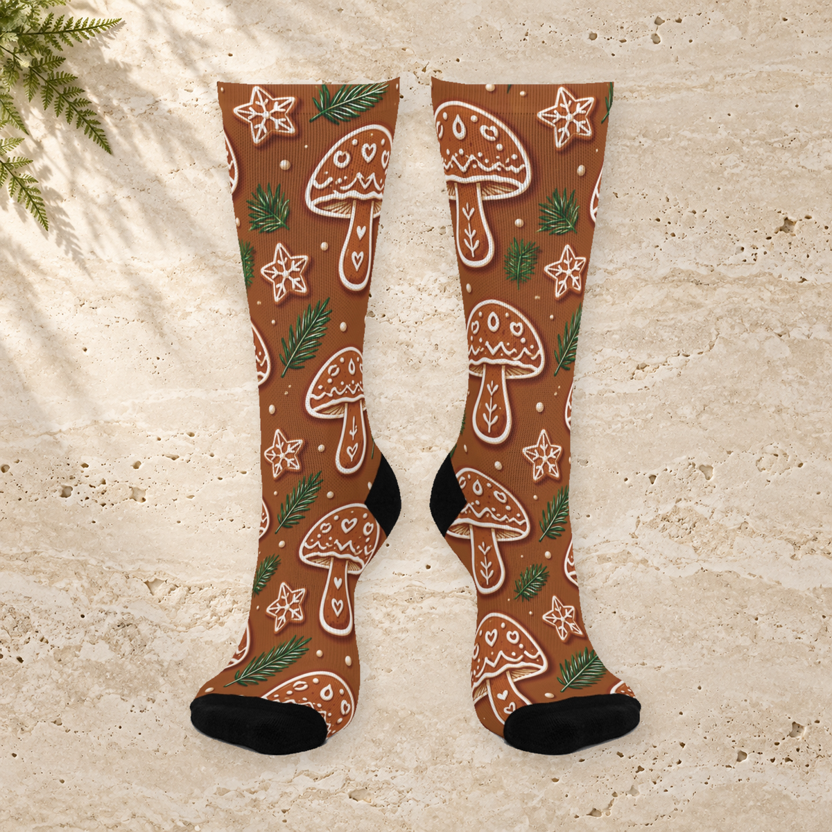 Gingerbread Grove Christmas Mushroom Cushioned Crew Socks