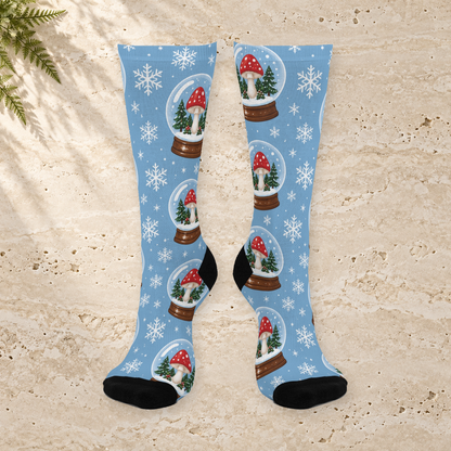 Snow Globe Shrooms Christmas Mushroom Cushioned Crew Socks