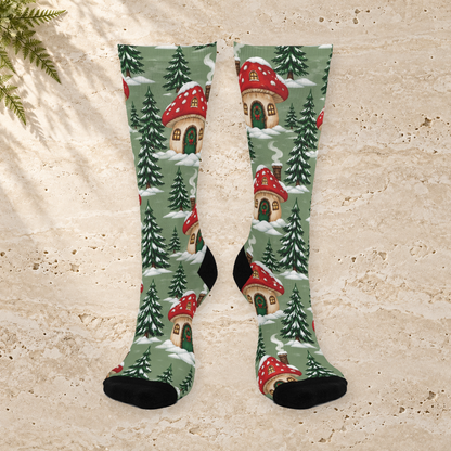 Christmas Cottage Grove Christmas Mushroom Cushioned Crew Socks