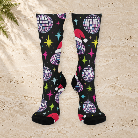 Disco Santa Shrooms Christmas Mushroom Cushioned Crew Socks
