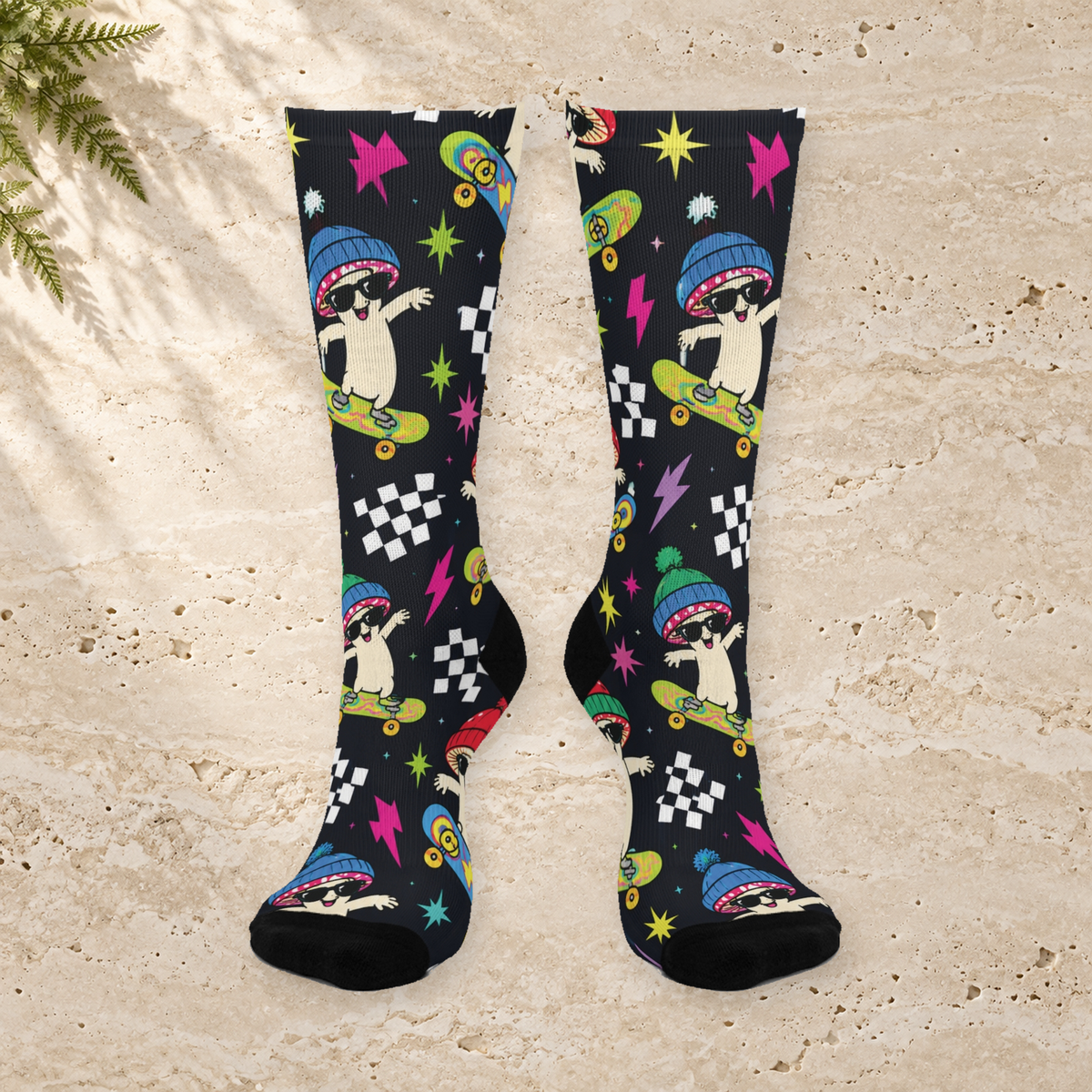 Holiday Shroom Skaters Christmas Mushroom Cushioned Crew Socks