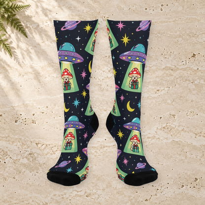 UFO Christmas Delivery Christmas Mushroom Cushioned Crew Socks