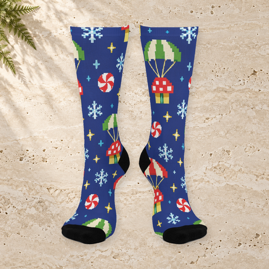 8-Bit Gift Drop Christmas Mushroom Cushioned Crew Socks
